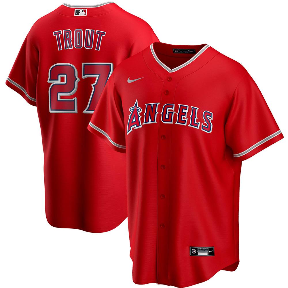 Mens Los Angeles Angels  Mike Trout Cool Base Replica Jersey Red